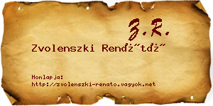 Zvolenszki Renátó névjegykártya